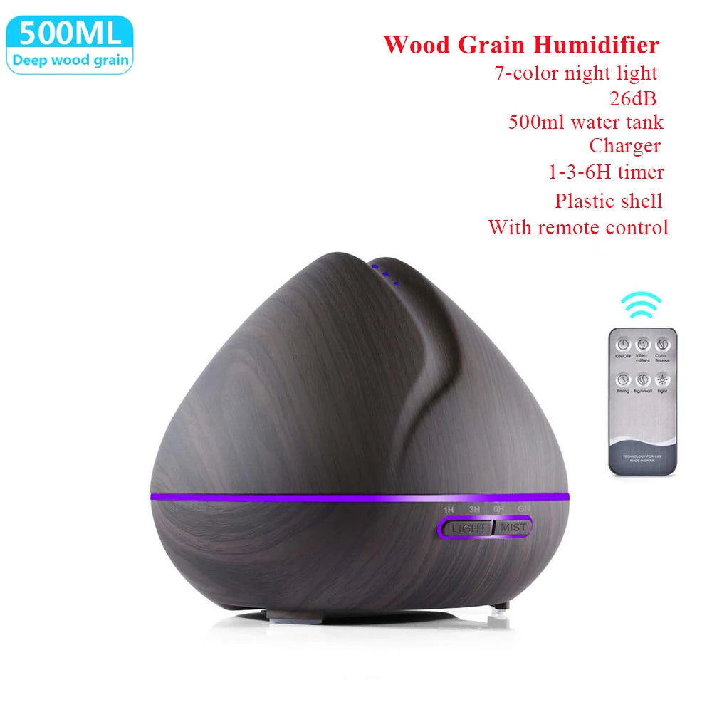 Remote Control Ultrasonic Humidifier Essential Oil Diffuser With 7 Color LED
