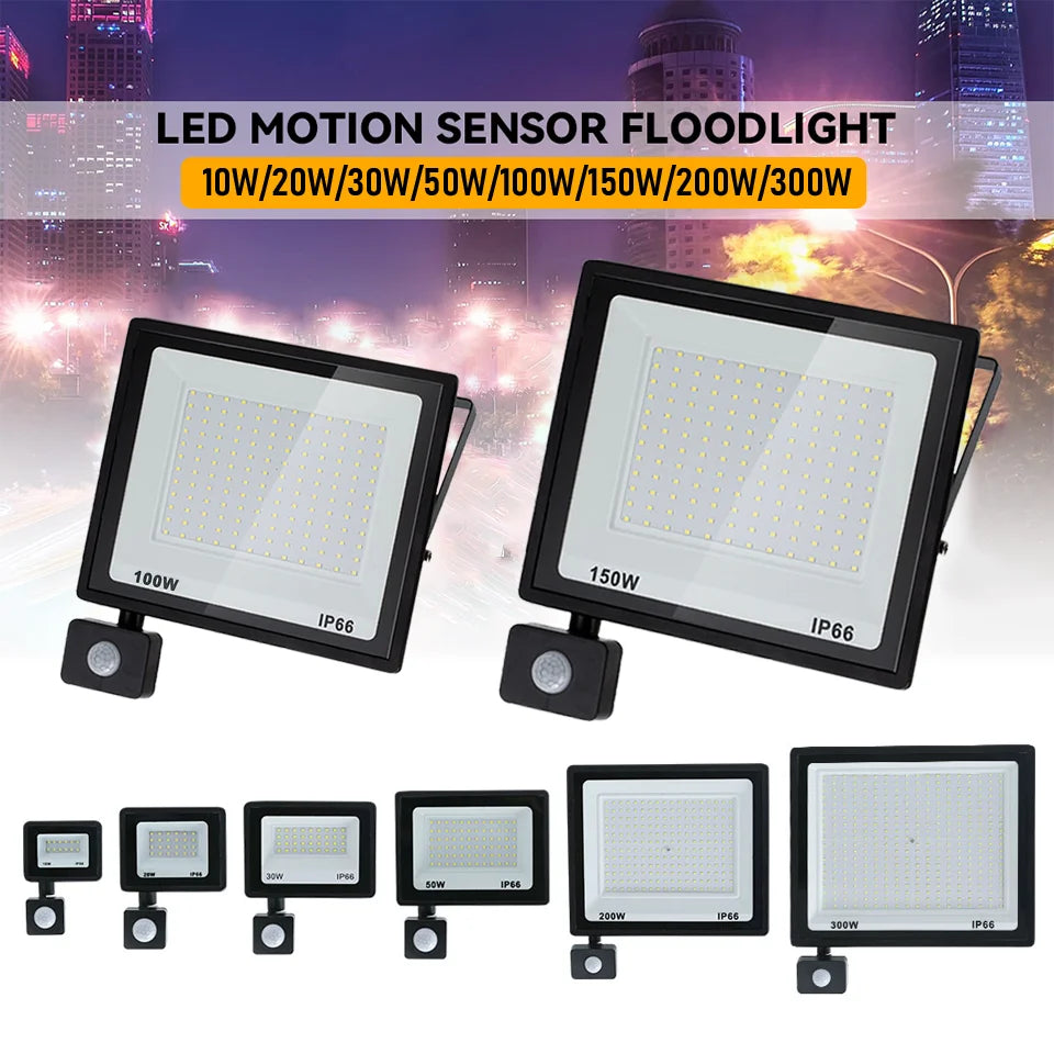 LED Floodlight Spotlights with PIR Motion Sensor