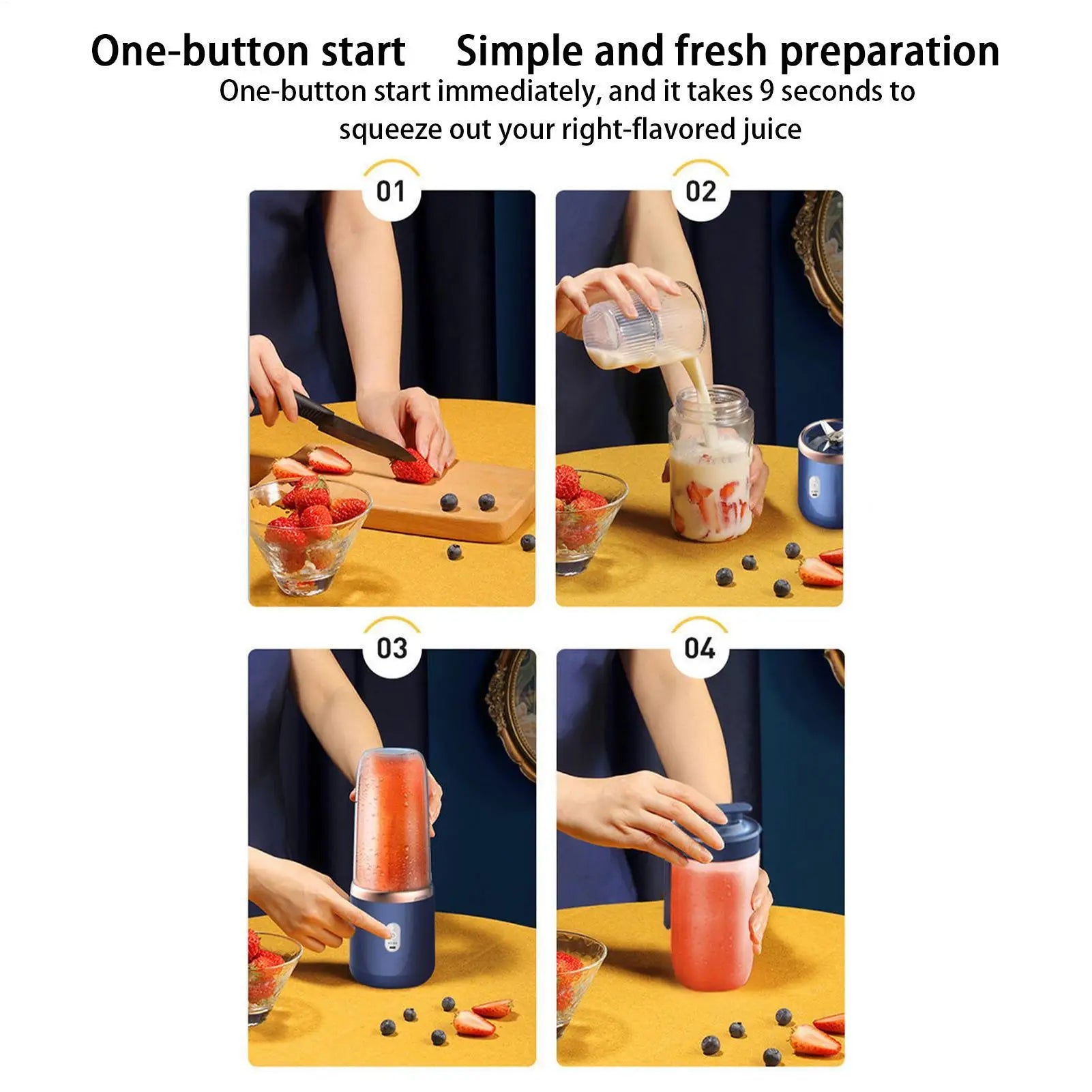 Rechargeable 6 Blades Electric Portable Juicer Cup Mixer