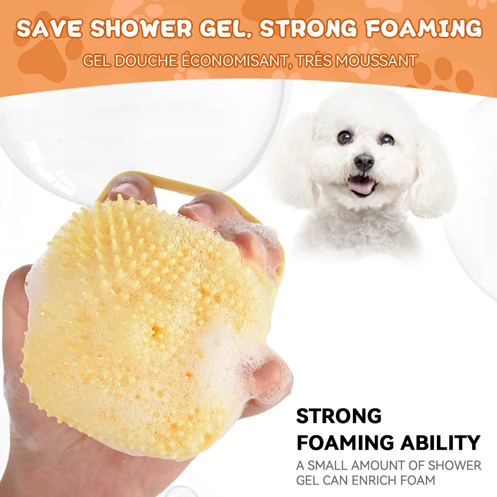 2-in-1 Dog Bathing &amp; Massage Brush with Shampoo Dispenser