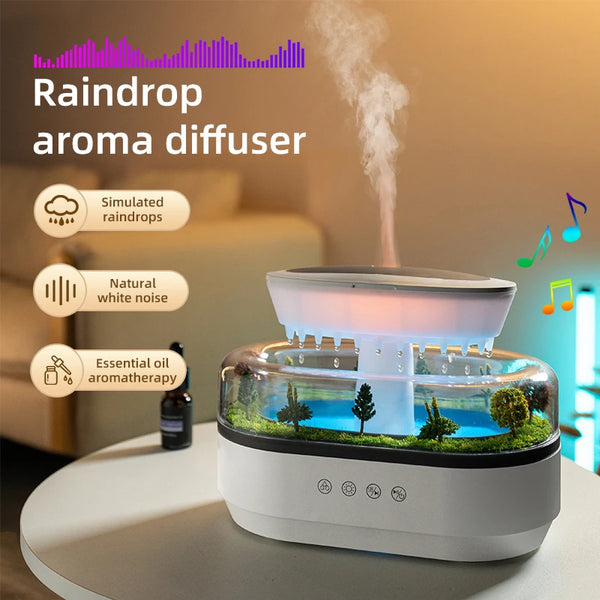 Raindrop Air Humidifier Colorful Light White Noise Essemtial Oil Diffuser
