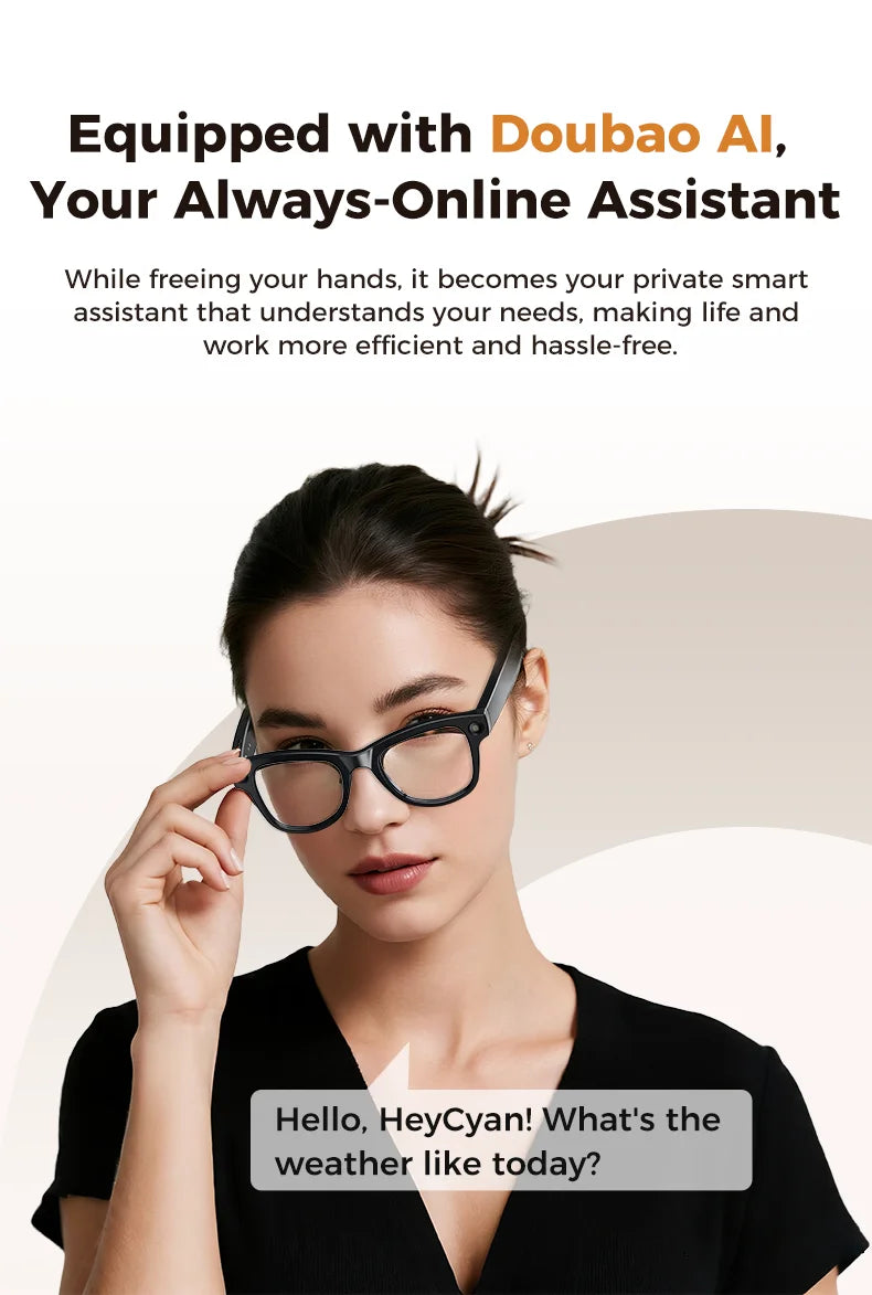 3600mAh Large Battery Smart Glasses 8MP HD Camera Video Recording Sunglasses Men