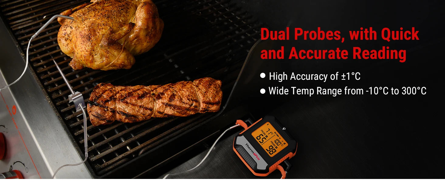 ThermoPro TP904 Bluetooth Wireless 135M Dual Probes Digital Meat Thermometer with Alarm Timer