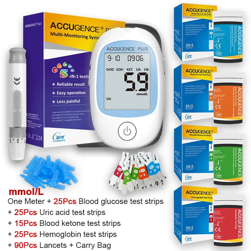 4 in 1 Multifunction Monitor Hemoglobin Blood Ketone Glucose Uric Acid Meter