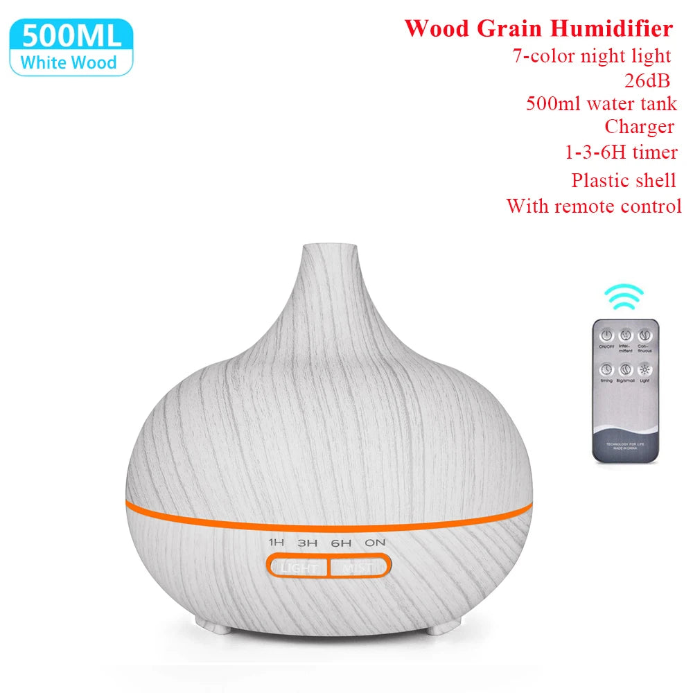 Remote Control Ultrasonic Humidifier Essential Oil Diffuser With 7 Color LED