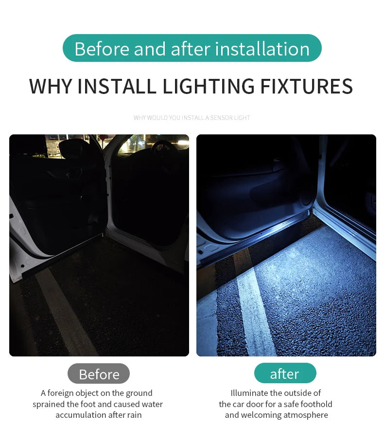 2Pcs Wireless Car RGB LED Door Lights