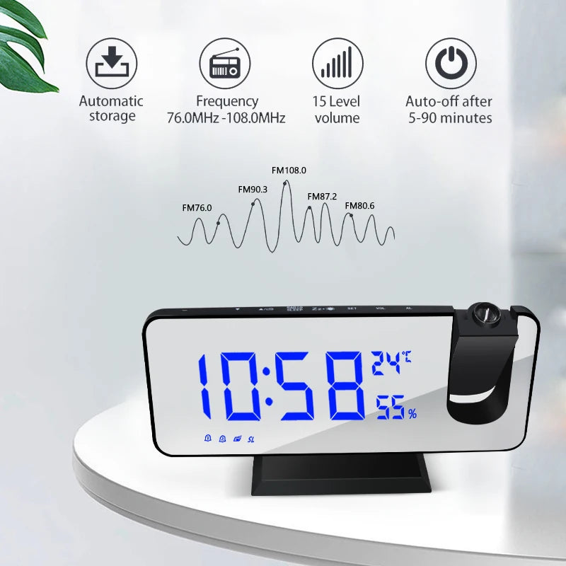 LED Digital Projector Alarm Clock with Radio