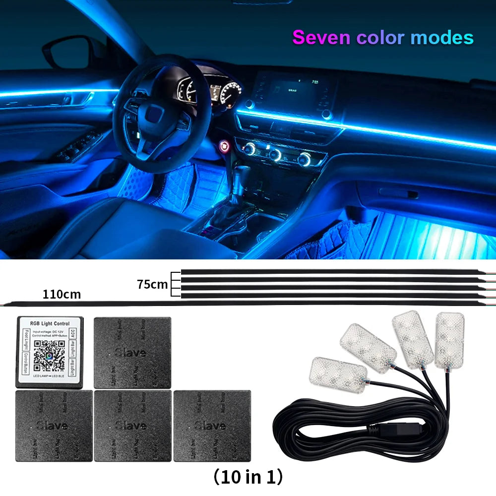 10/14/18-in-1 LED Car Ambient Lights Kit