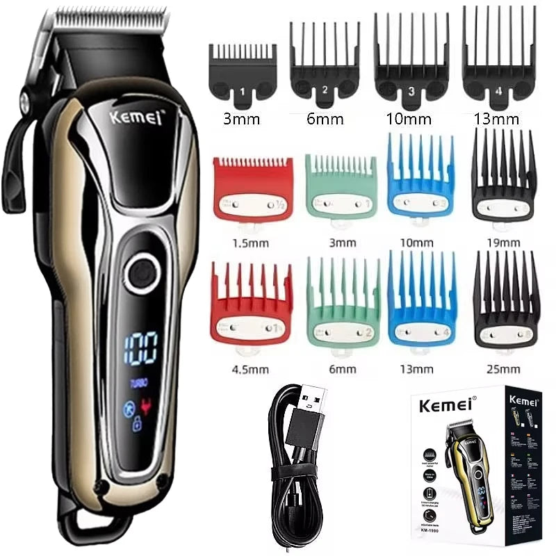 Kemei 1990 professional men's hair clipper with LCD display