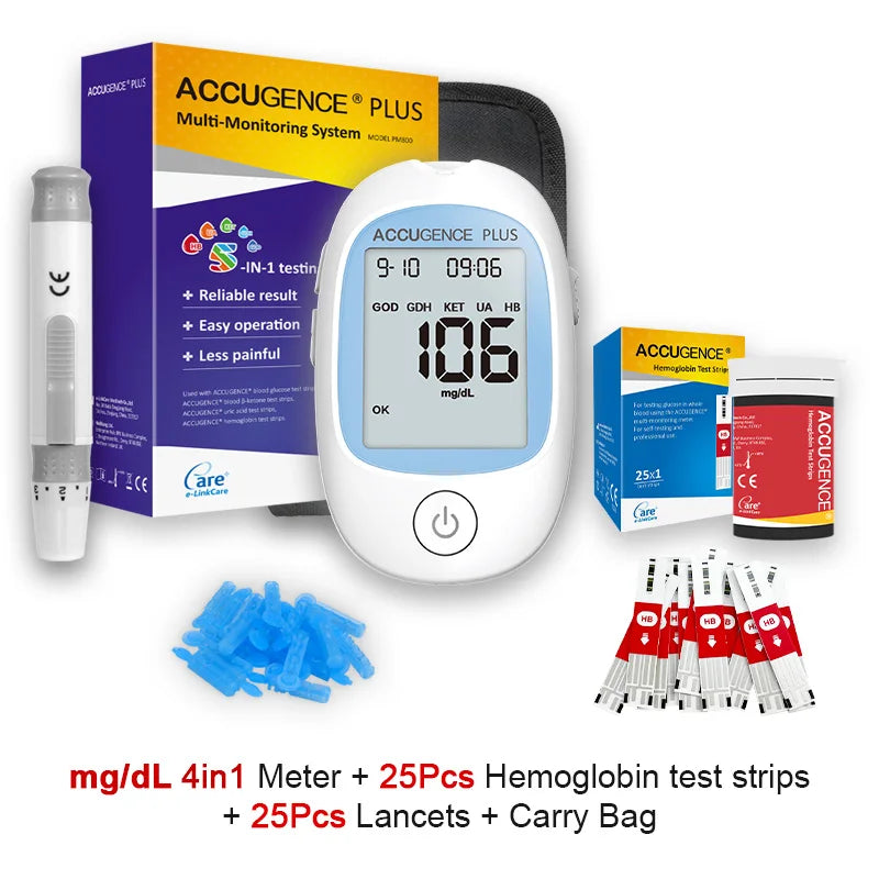 4 in 1 Multifunction Monitor Hemoglobin Blood Ketone Glucose Uric Acid Meter