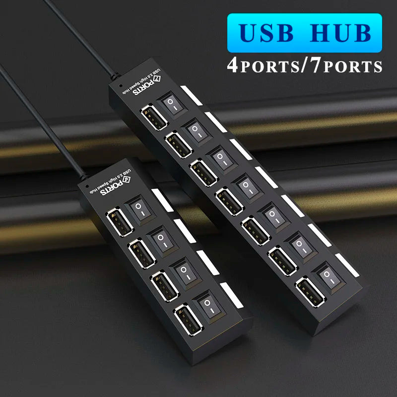 USB HUB 4/7 Port Multiple Expander with ON/OFF Switch