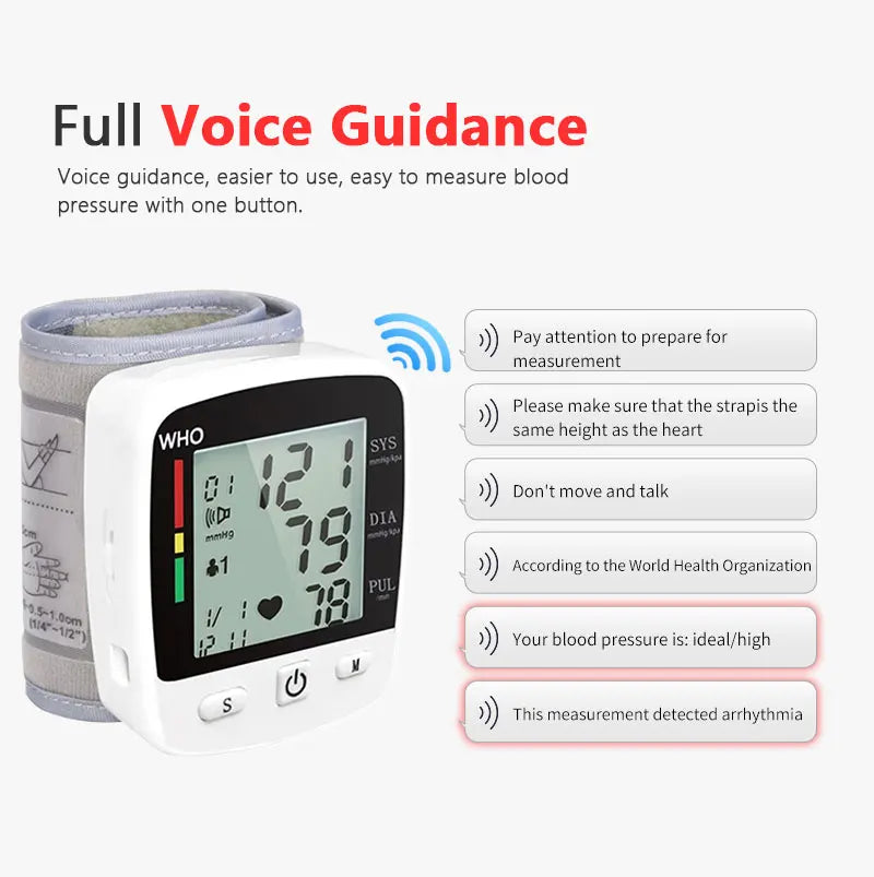 Digital LCD Rechargeable Wrist Blood Pressure Monitor
