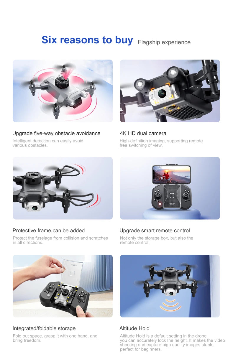 4D-V30 Mini Drone with HD 4K or 1080P Camera Five-sided Obstacle Avoidance Quadcopter