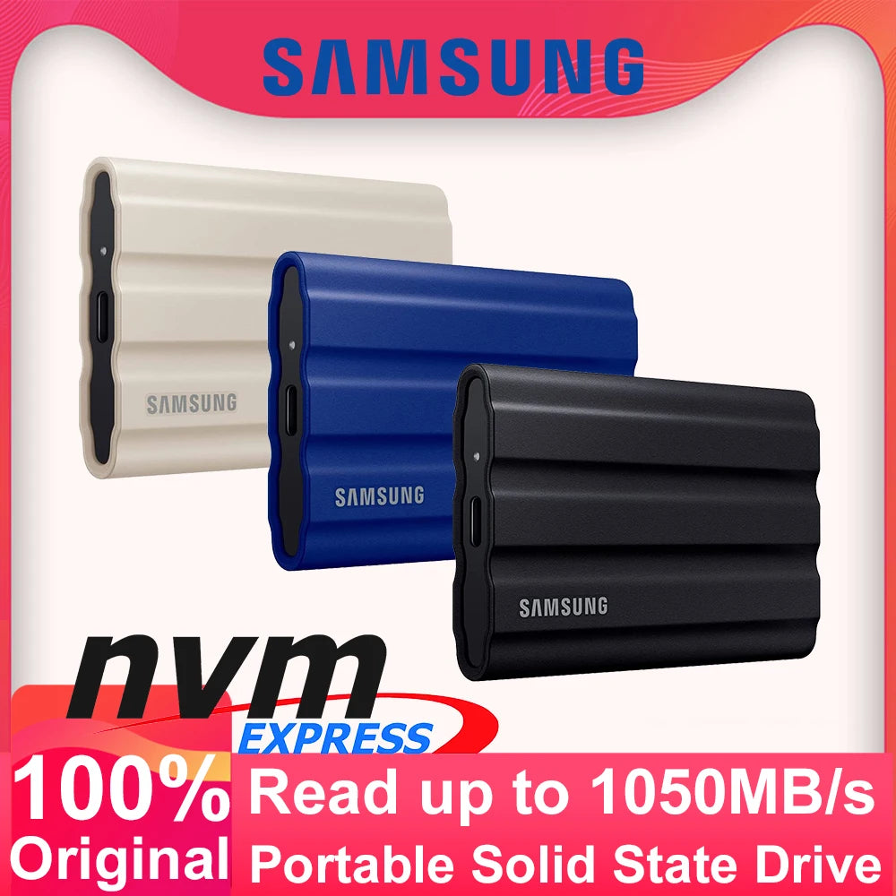 Samsung T7 - 1TB, 2TB & 4TB High-Speed Portable External Solid State Drive