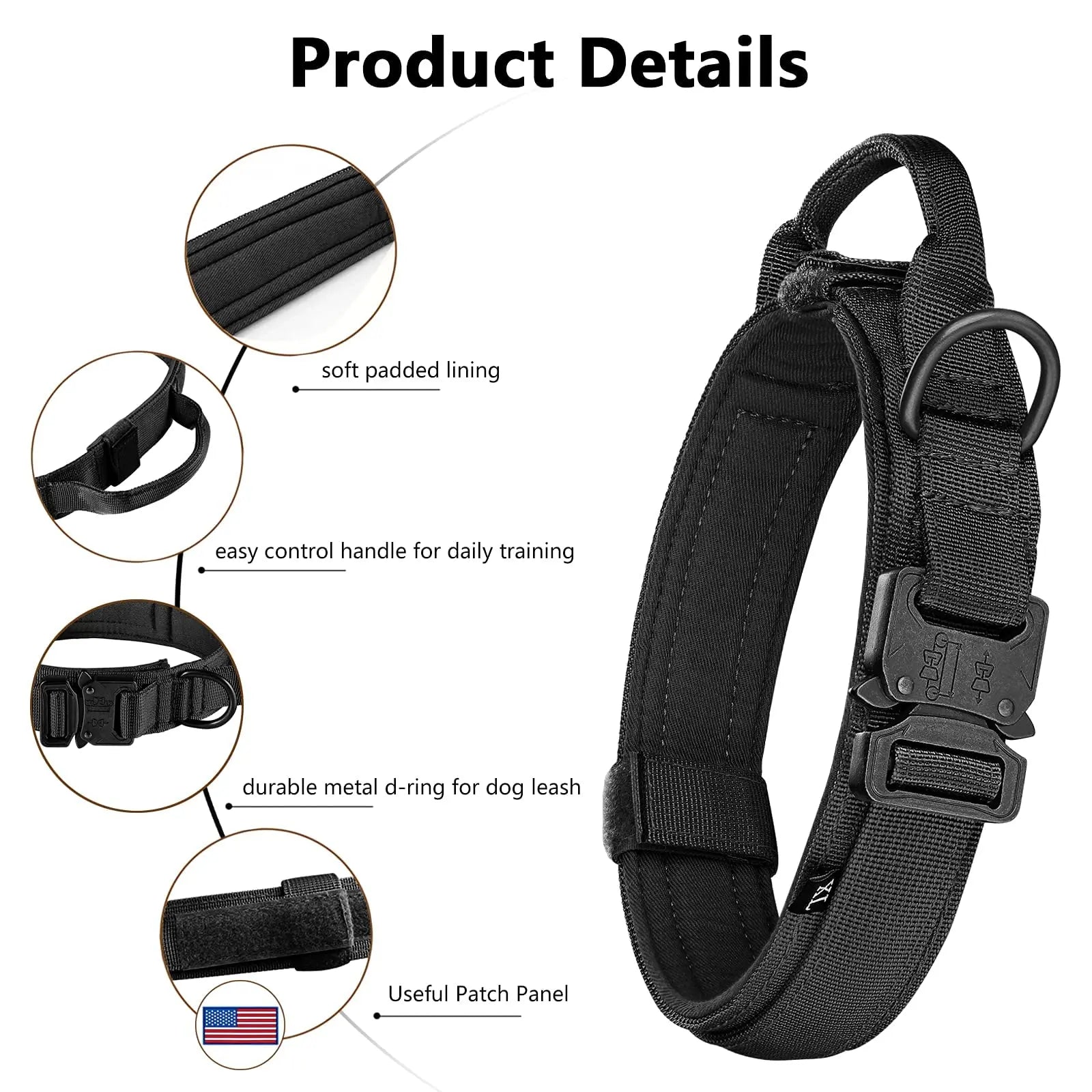 Tactical Dog Walking Vest Harness Collar Leash Molle Pouches