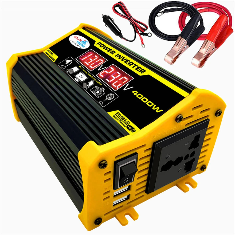 Portable Inverter Car Power Inverter – DC12V to AC110V, 4000W