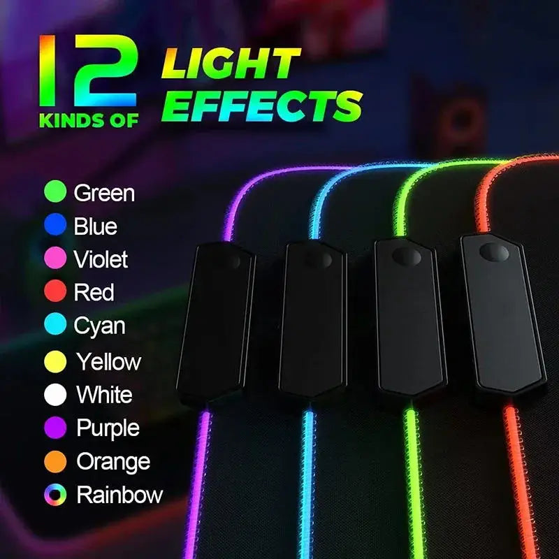 Large Geometric RGB Luminous LED Gamer Mousepad