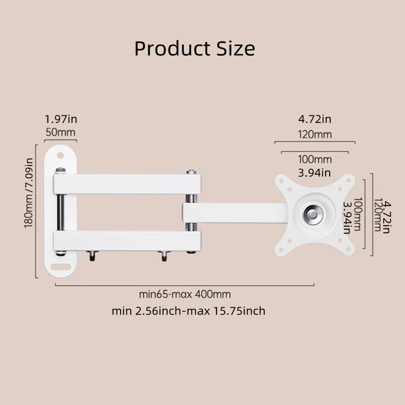 Retractable Universal TV Wall Mount Bracket – For 14 to 37 Inch LCD Monitors &amp; TVs