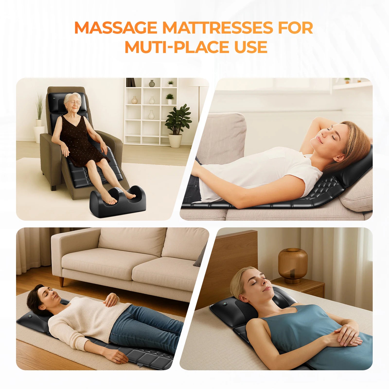Full Body Shiatsu Massage Mat with Heat, Detachable Massager Pad