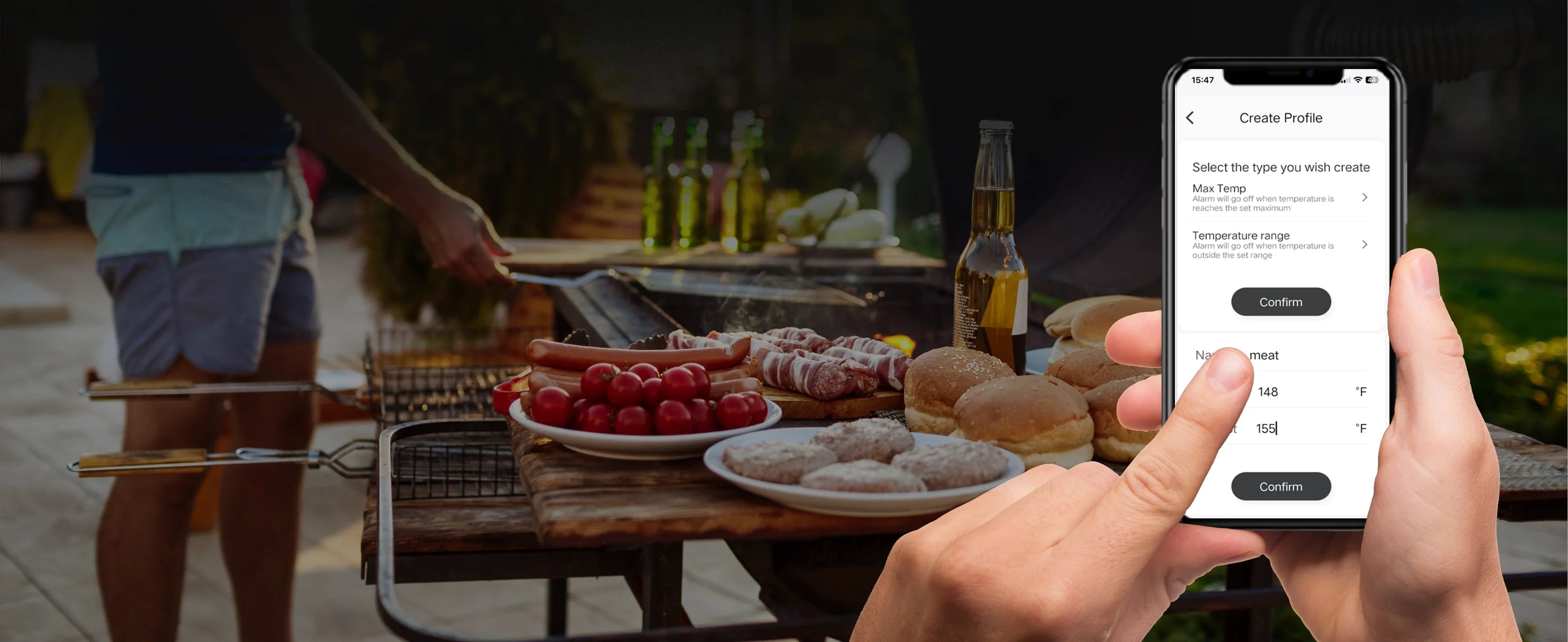 Rechargeable Wireless Bluetooth Meat Thermometer IP67 Waterproof Probes with LCD Screen Booster