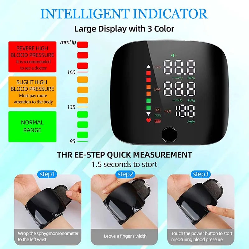 LED Rechargeable Wrist BP Monitor