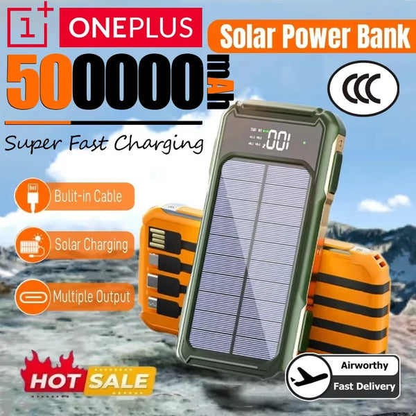 200000mah Ultra Capacity Solar Mobile Power Bank Fast Charging 4-in-1 Built In Cable