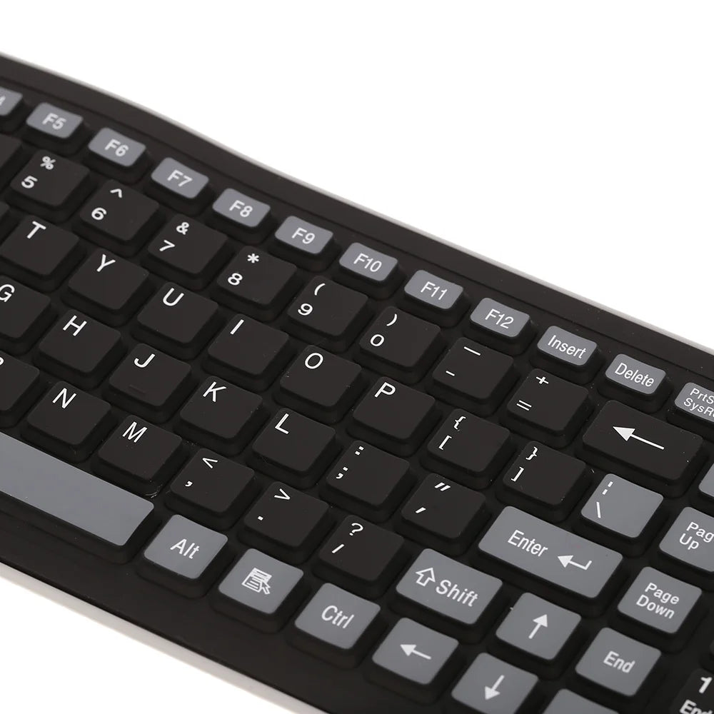 2.4G Wireless Keyboard 107 Keys Portable Folding Soft Silicone Dustproof Keyboard
