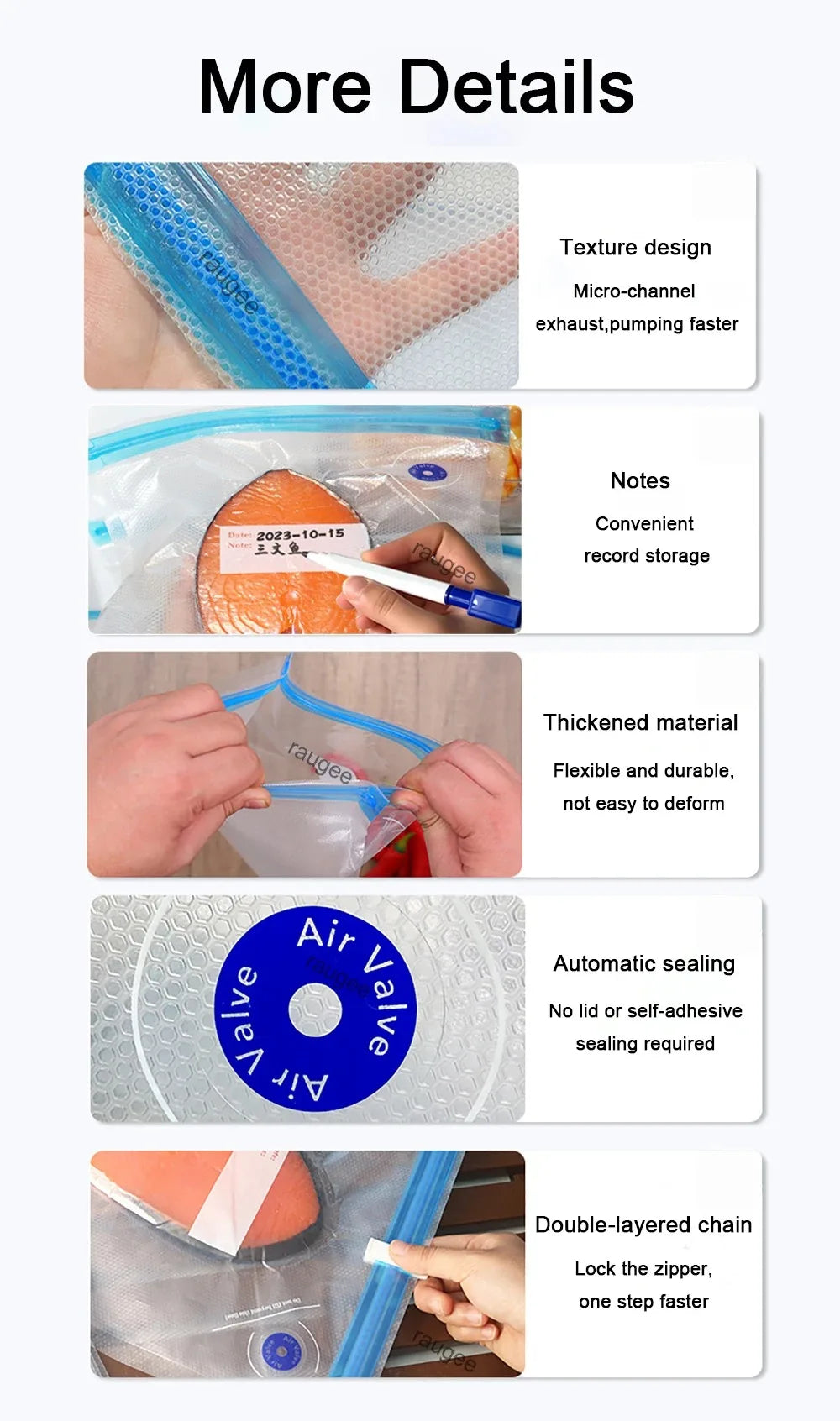 Vacuum Sealed Food storage with Air Valve