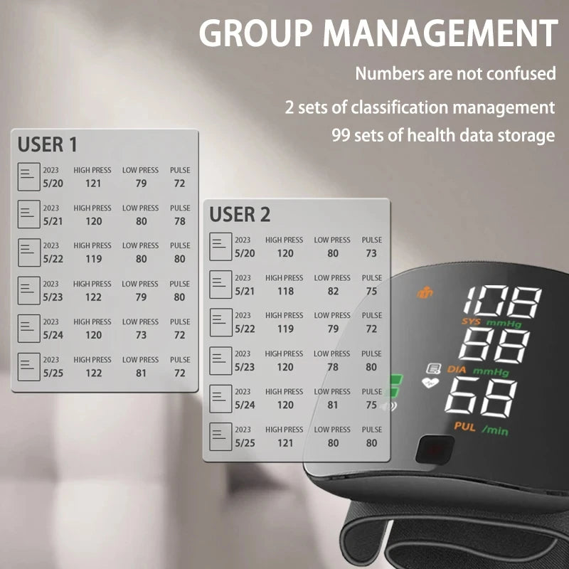 Wrist Blood Pressure Monitor with LED Display