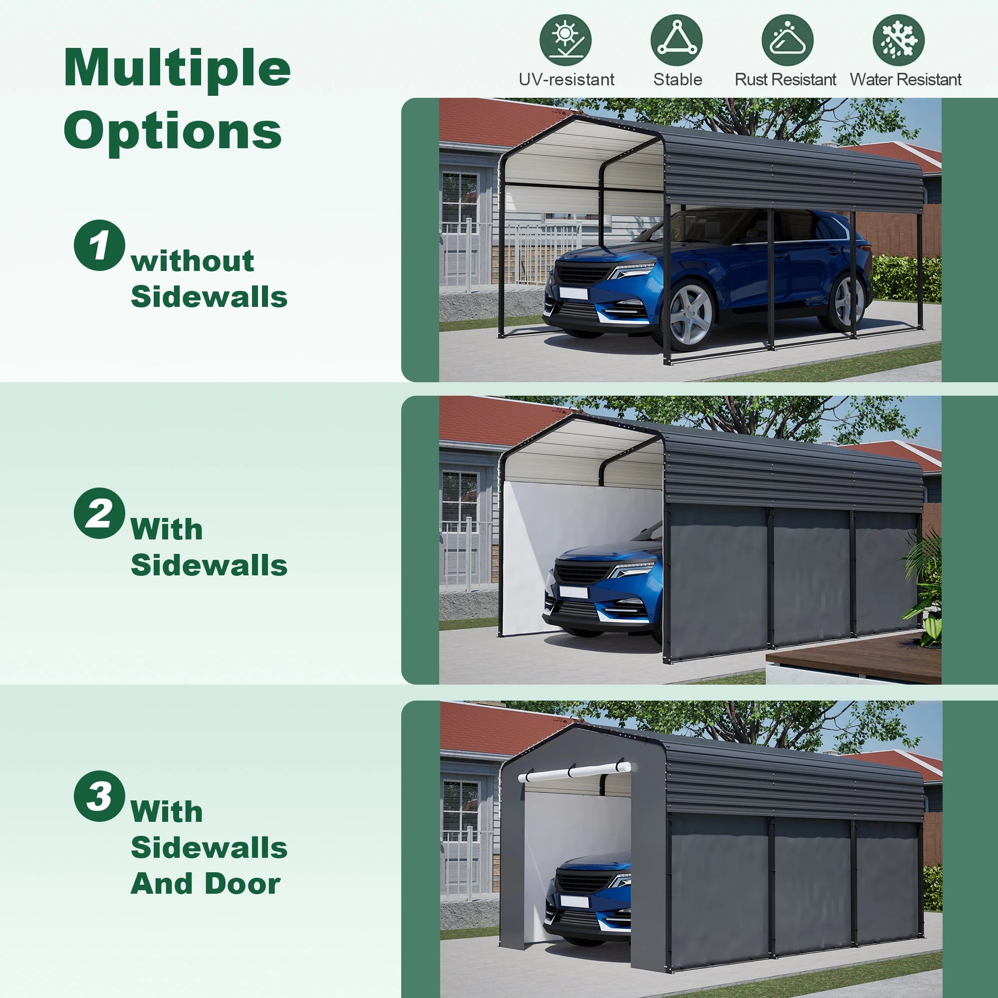10x15FT Heavy-Duty Metal Carport