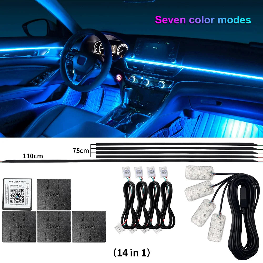 10/14/18-in-1 LED Car Ambient Lights Kit