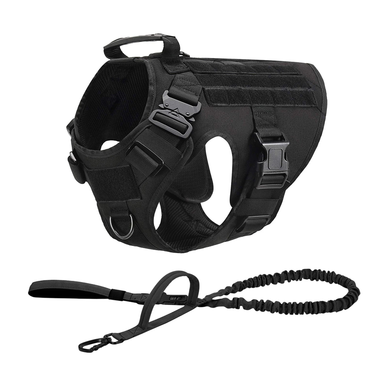 Tactical Dog Walking Vest Harness Collar Leash Molle Pouches