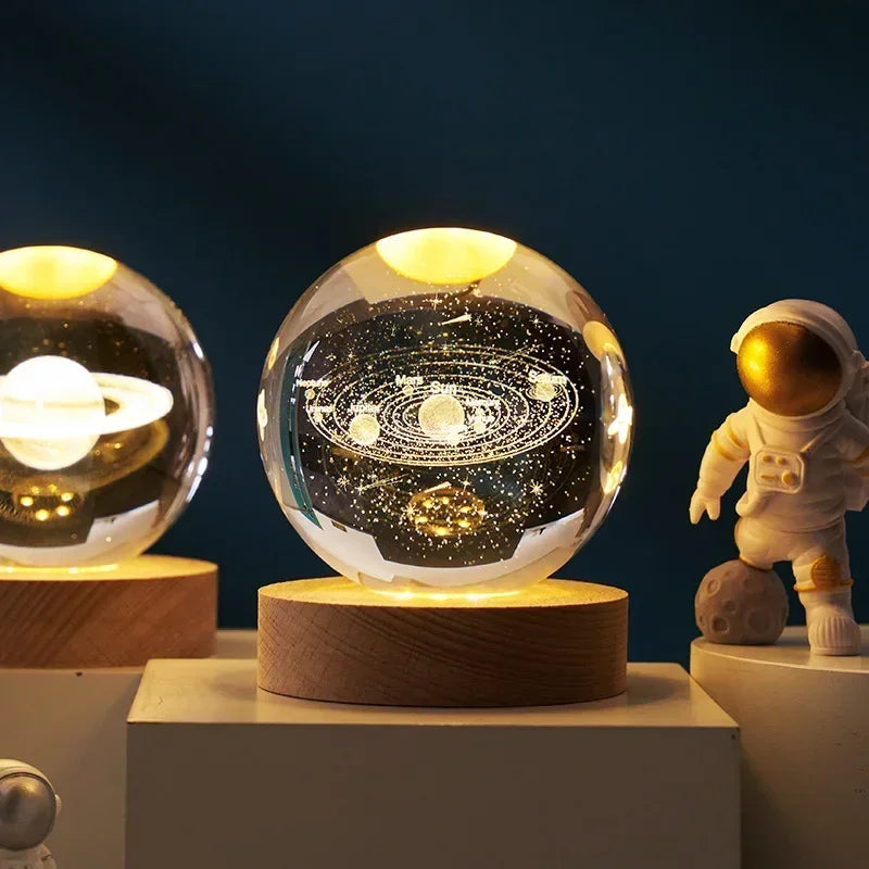 Clear Glass Galaxy Globe Night Light Crystal Ball Lamp