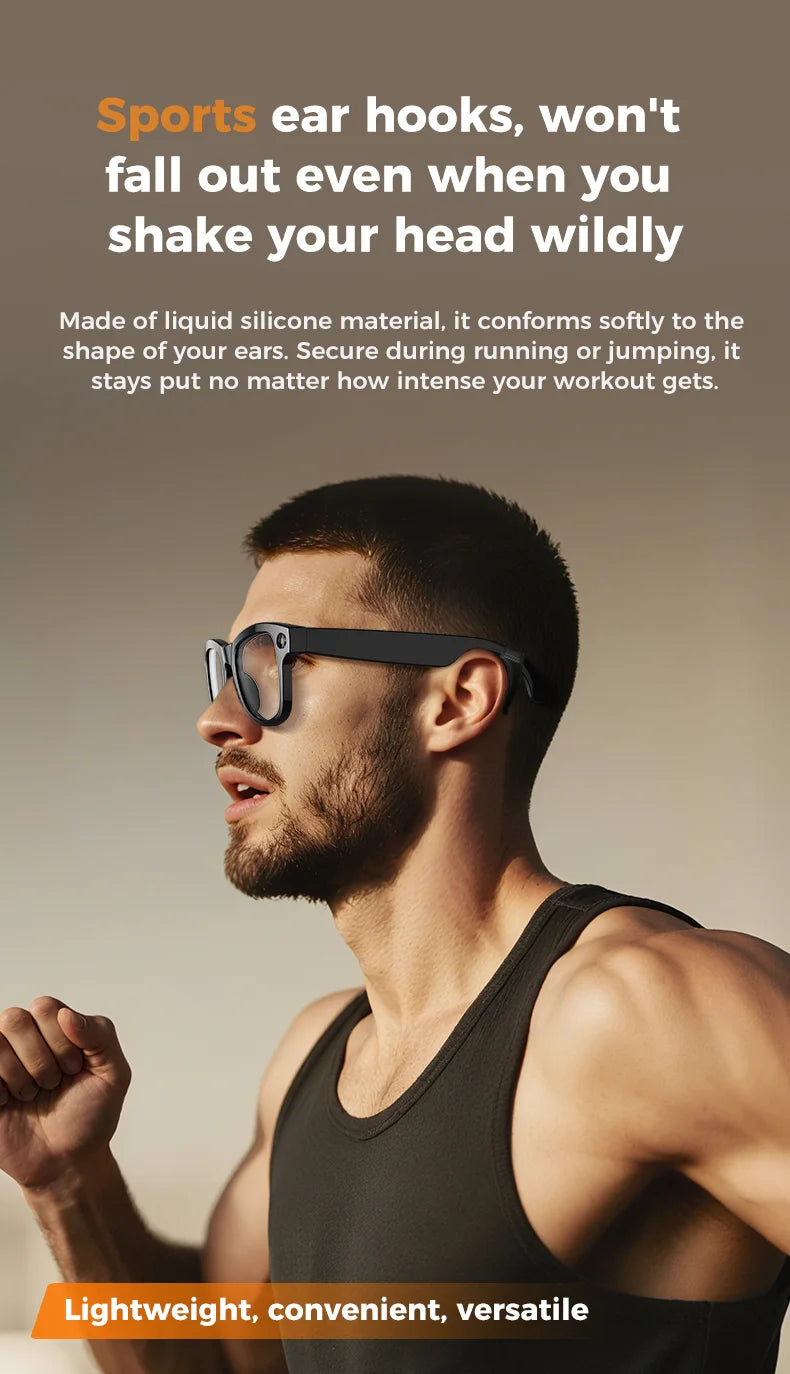 3600mAh Large Battery Smart Glasses 8MP HD Camera Video Recording Sunglasses Men