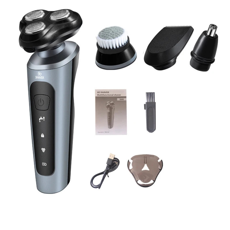 Electric Waterproof Rechargeable Razor with Rotary Blades