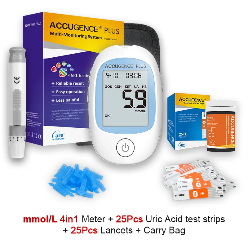 4 in 1 Multifunction Monitor Hemoglobin Blood Ketone Glucose Uric Acid Meter