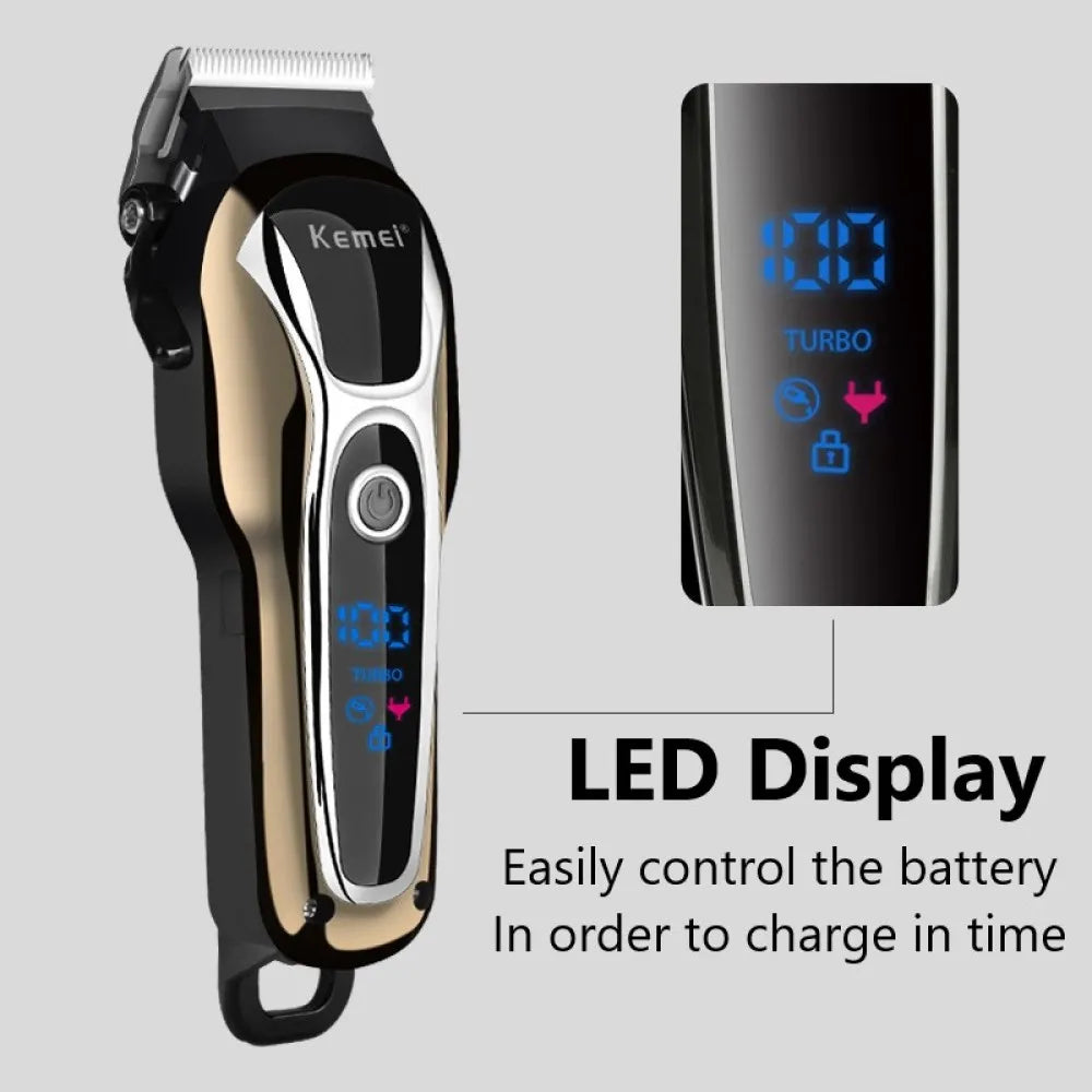 Kemei 1990 professional men's hair clipper with LCD display