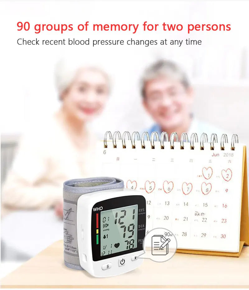 Digital LCD Rechargeable Wrist Blood Pressure Monitor