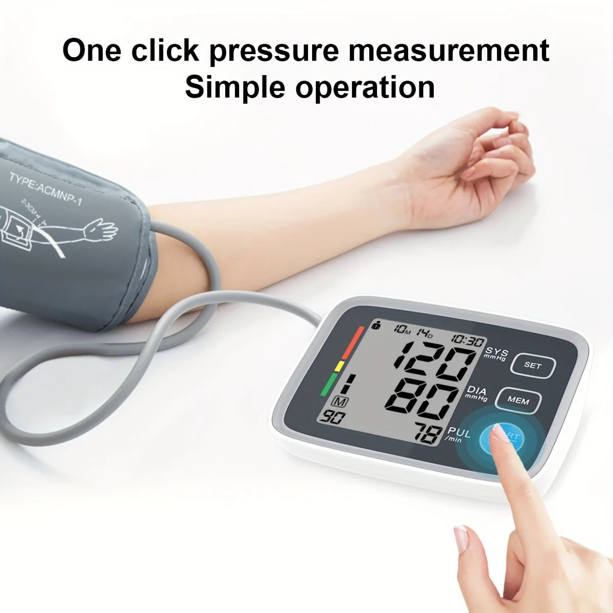 Adjustable cuff automatic digital upper arm blood pressure monitor