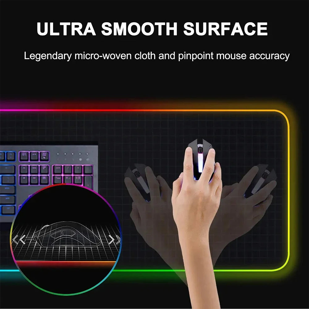 Large Geometric RGB Luminous LED Gamer Mousepad