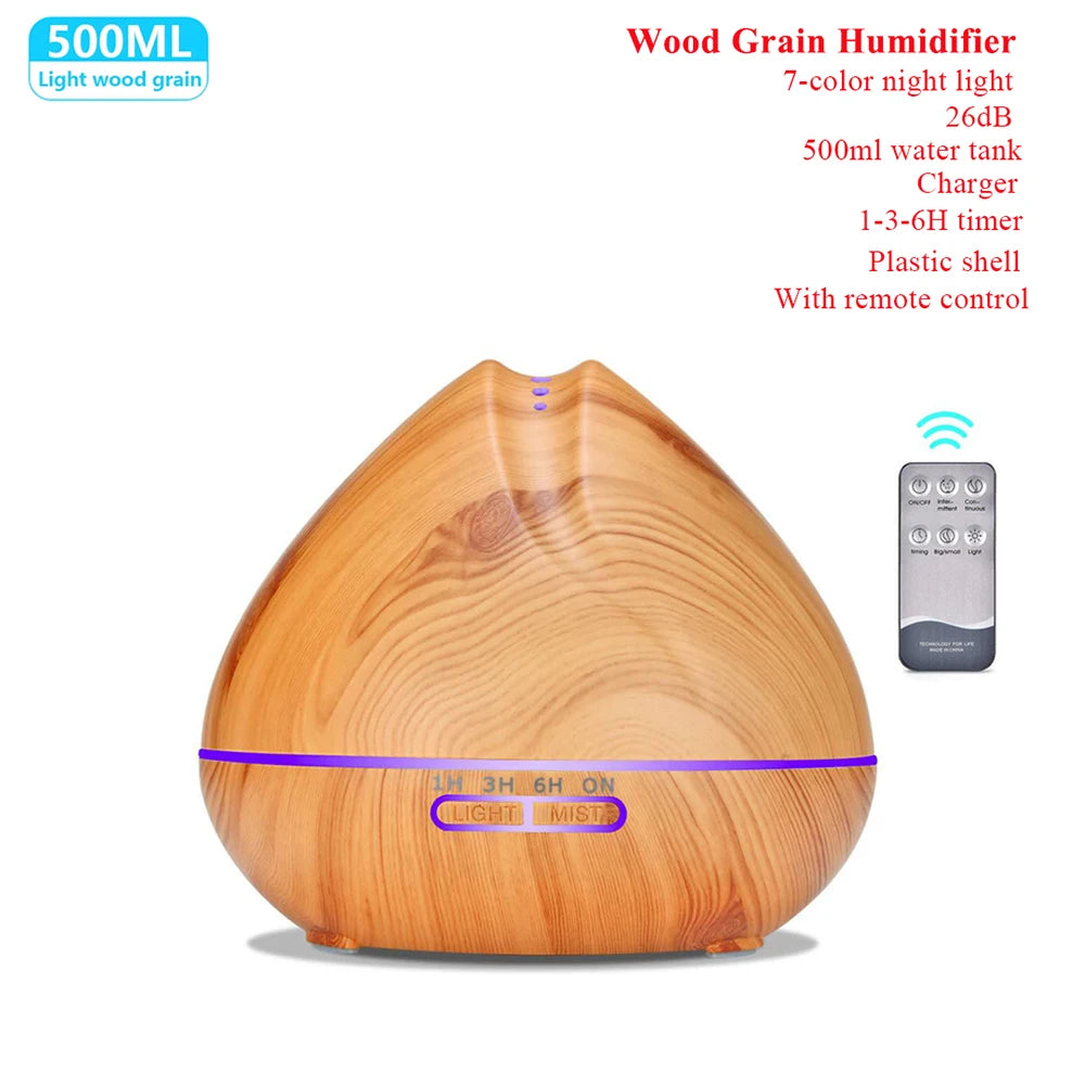 Remote Control Ultrasonic Humidifier Essential Oil Diffuser With 7 Color LED