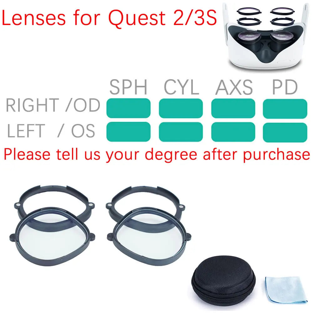 VR Prescription Lenses for Oculus Quest 2/3, PS VR2, PICO 4