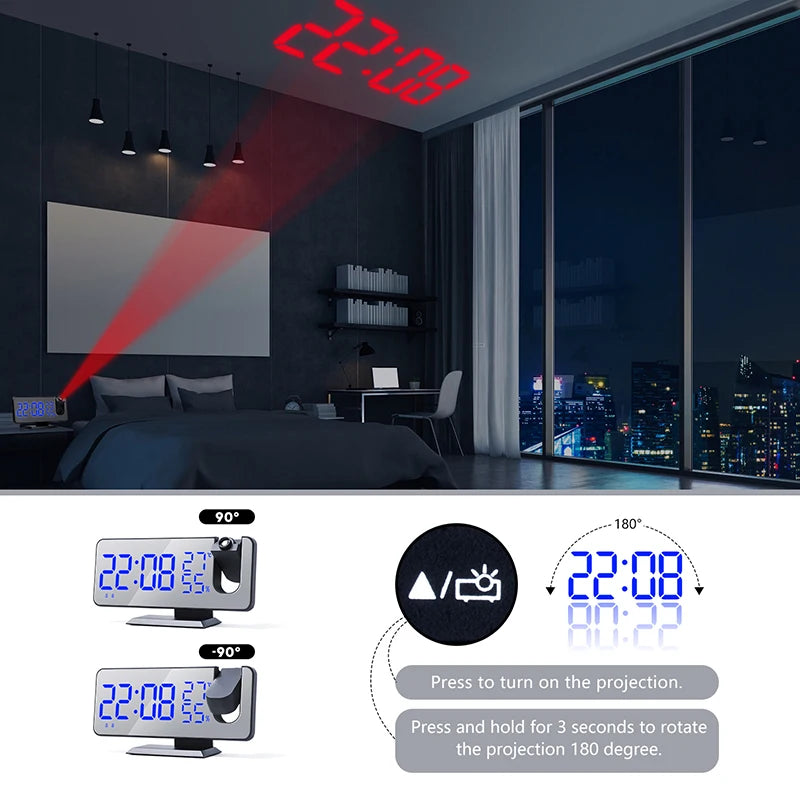 LED Digital Projector Alarm Clock with Radio