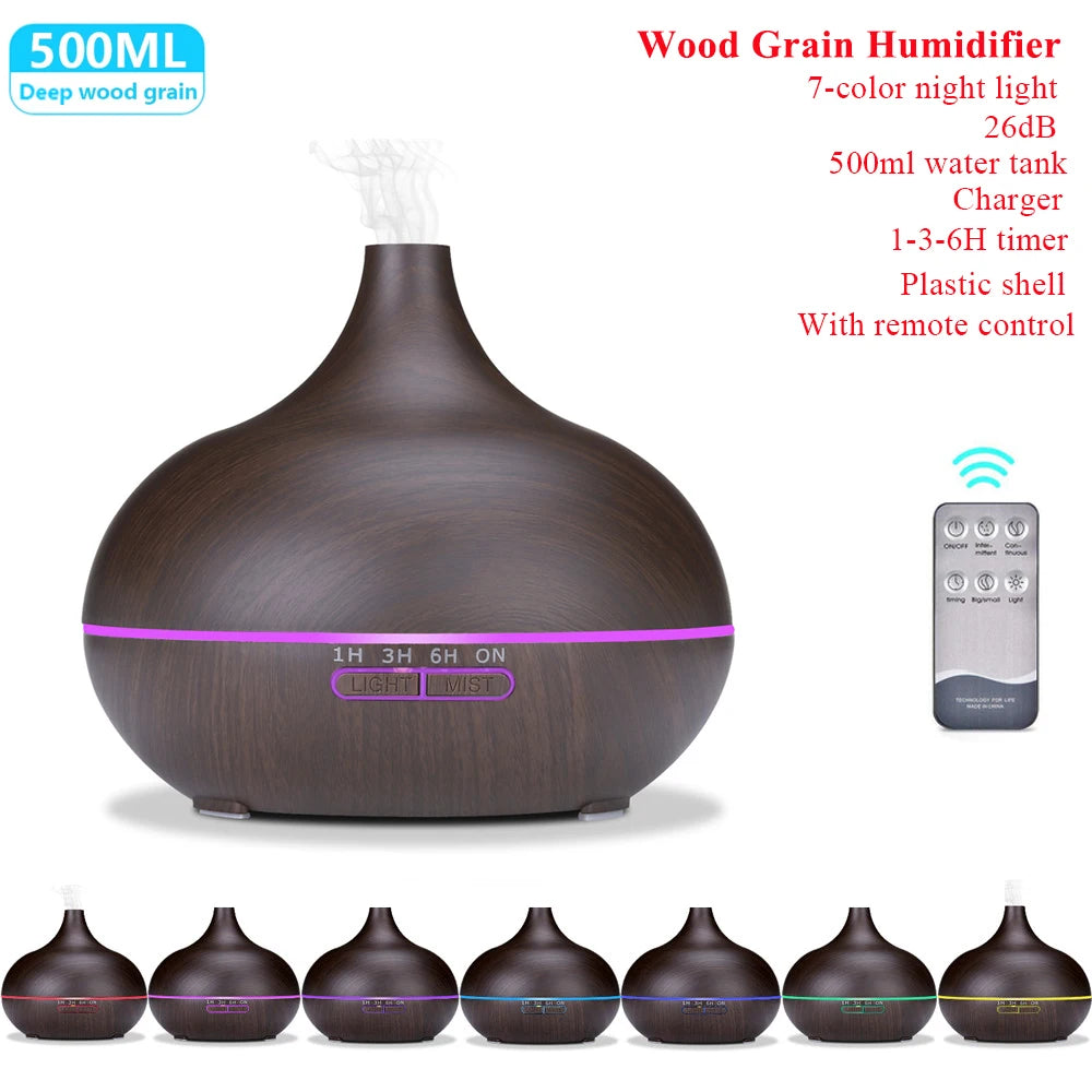 Remote Control Ultrasonic Humidifier Essential Oil Diffuser With 7 Color LED