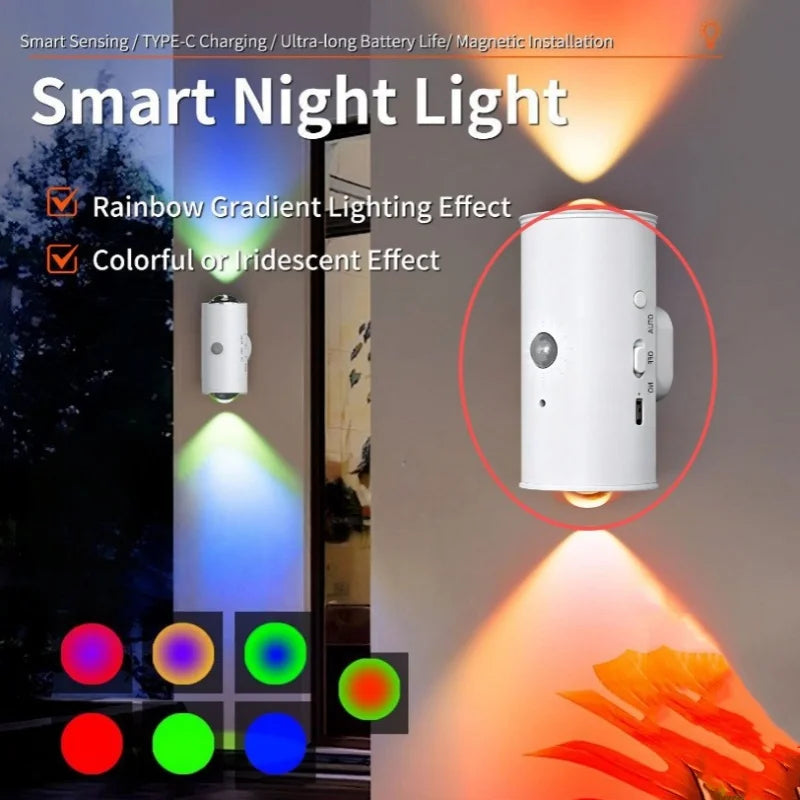 Cat Eye Dual Head Motion Sensor Wall Light 16 RGB Colors Auto On/Off