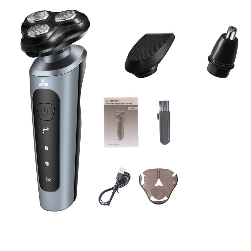 Electric Waterproof Rechargeable Razor with Rotary Blades