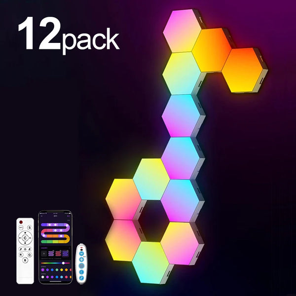 RGB Smart Hexagonal Color changing Ambient Night Light Music Rhythm Wall Lamp