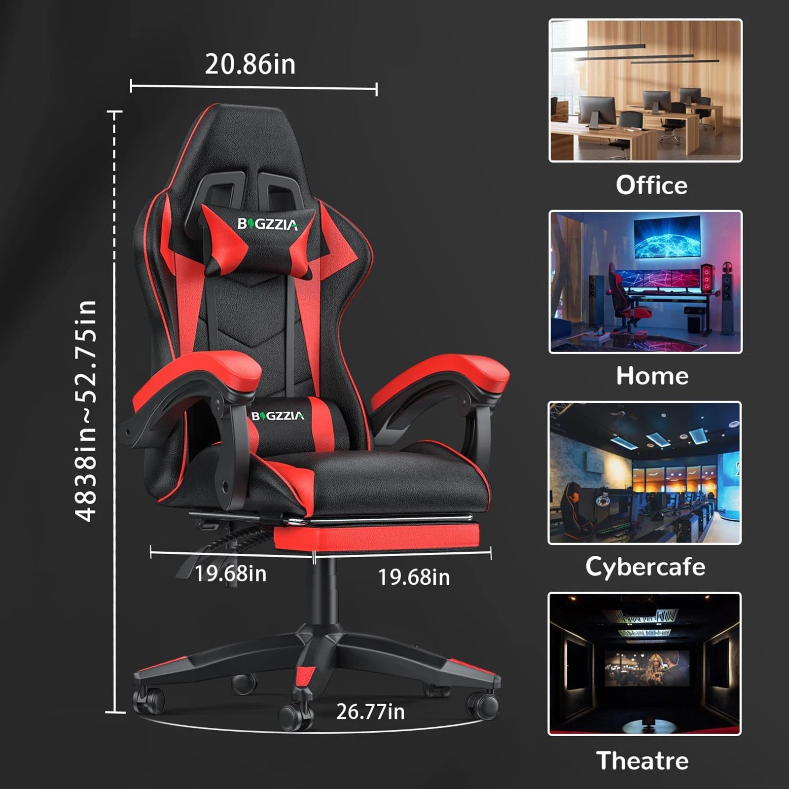 Gaming Chair with Footrest & Lumbar Support