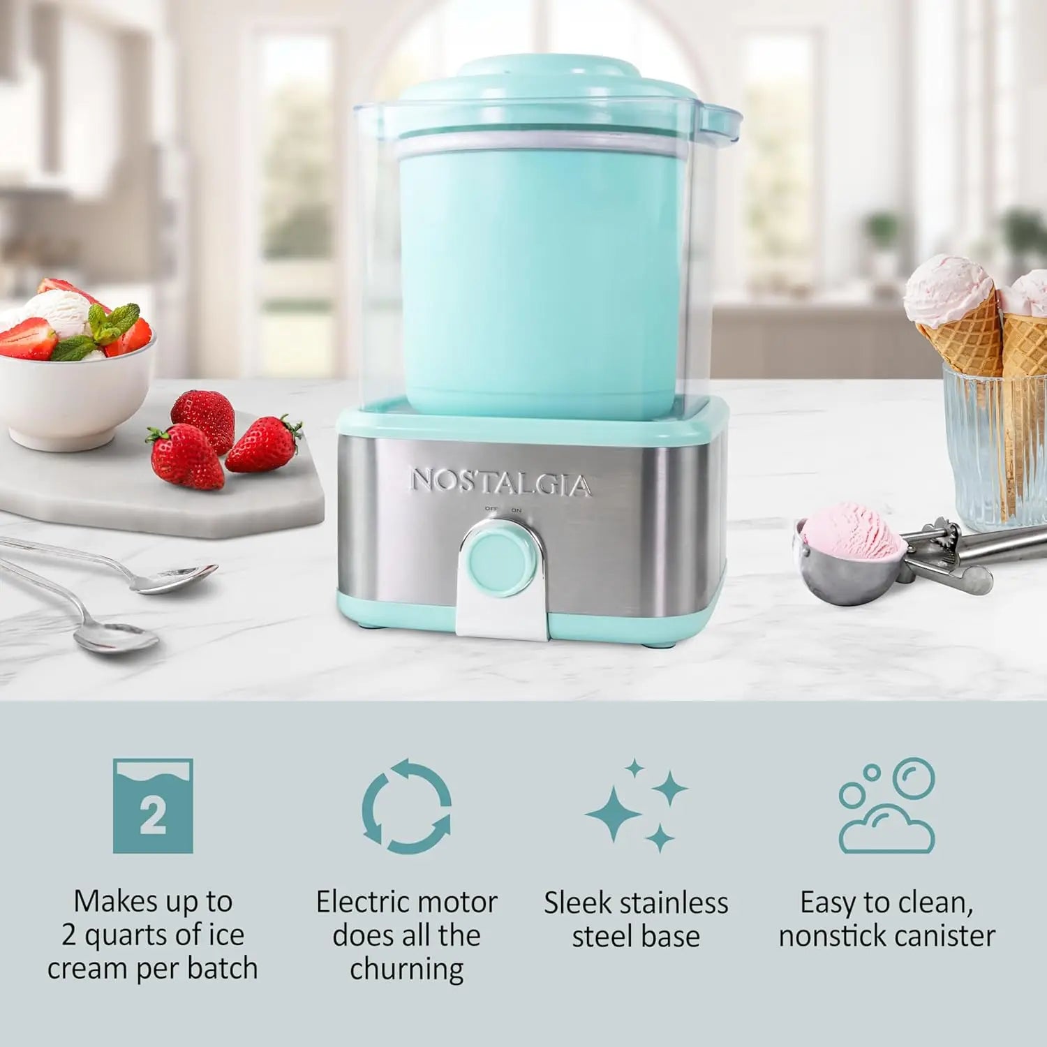Electric 2-Quart Double Insulated Ice Cream Maker