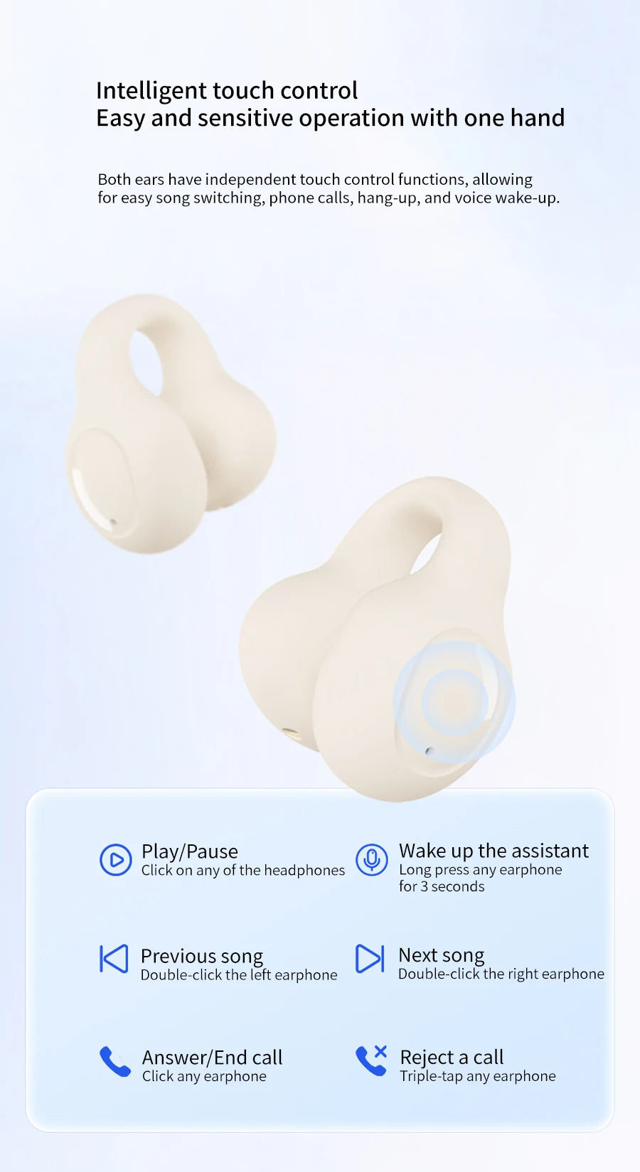 Lenovo Wireless Sport Earbuds Active Noise Cancelling Clip on